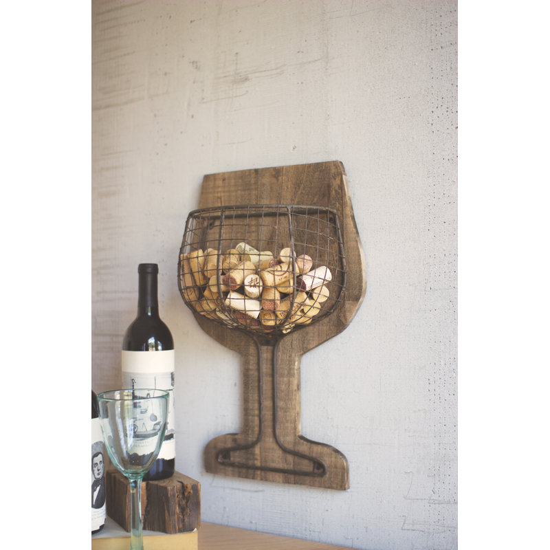 Millwood Pines Wood and Wire Wine Cork Holder Wall Décor Wayfair